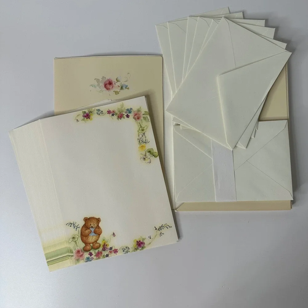 Vintage Heartline Hallmark Teddy Bear Stationery & Notecards 2 Partial Packs